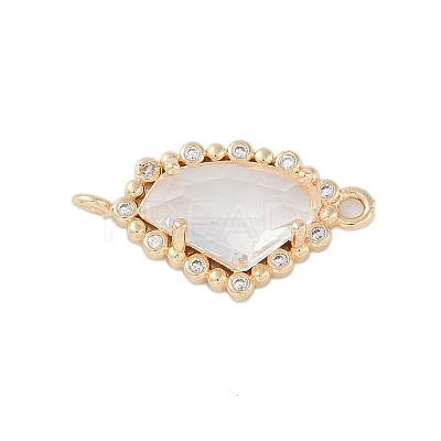 Golden Plated Brass Pave Clear Cubic Zirconia Connector Charms KK-L218-002G-01-1