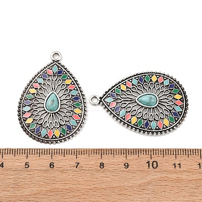Tibetan Style Alloy with Acrylic Pendants PALLOY-F319-05B-AS-1