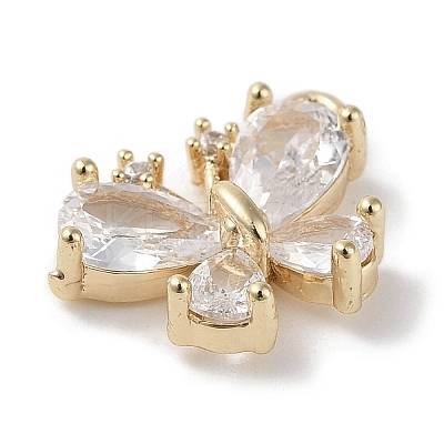 Brass Micro Pave Cubic Zirconia Charms KK-G491-28G-01-1