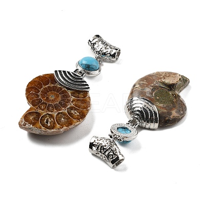 Synthetic Blue Turquoise Fossil Snail Pendants G-F062-06-1