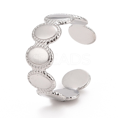 Non-Tarnish 304 Stainless Steel Oval Wrap Open Cuff Ring for Women RJEW-C025-05P-1