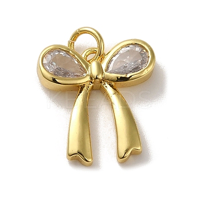 Rack Plating Brass Micro Pave Clear Cubic Zirconia Pendants KK-R158-05G-1
