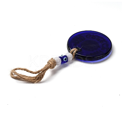 Flat Round with Evil Eye Lampwork Pendant Decoration HJEW-Z005-01A-1
