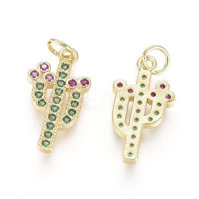 Brass Micro Pave Cubic Zirconia Pendants ZIRC-L093-14G-1