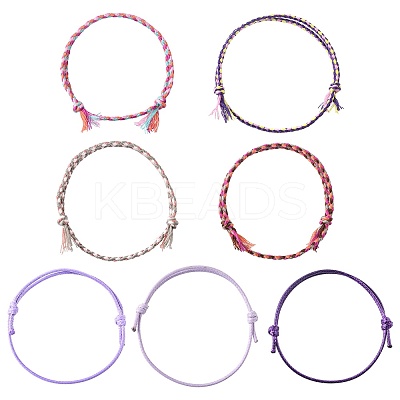 14Pcs 7 Colors Cotton Cord Bracelet Set for Men Women BJEW-FS00025-05-1
