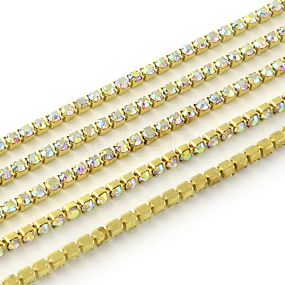 Nickel Free Raw(Unplated) Brass Rhinestone Strass Chains CHC-R119-S6-16C-1-1