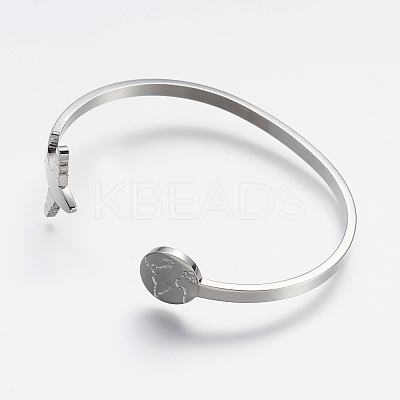 Tarnish Resistant 304 Stainless Steel Cuff Bangles LS-BJEW-N0028-02P-1