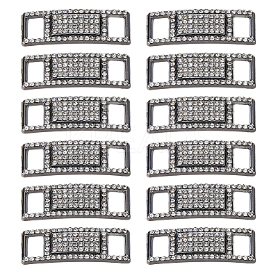 12Pcs Alloy Glass Rhinestone Shoelace Buckle FIND-HS0002-48B-1