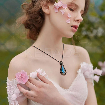 2 Sets 2 Colors Teardrop with Flower Glass Dangle Earrings & Pendant Necklace SJEW-FI0001-14-1