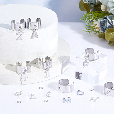 DIY Alphabet Charm Cuff Ring Making Kit DIY-UN0005-66-1