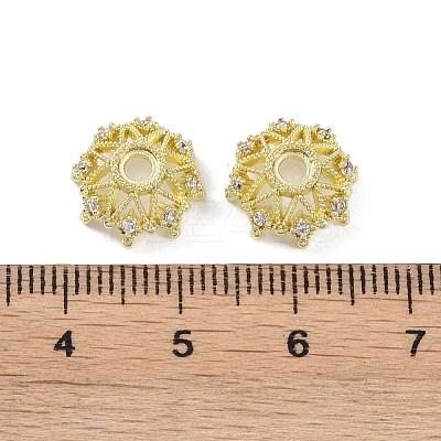 Brass Micro Pave Cubic Zirconia Beads Caps LS-KK-B087-16B-G-1