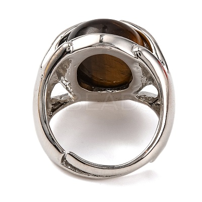 Oval Natural Tiger Eye Finger Ring G-Q184-06F-P-1