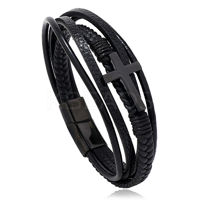 Leather Cord Multi-starand Bracelet RELI-PW0001-047B-EB-1