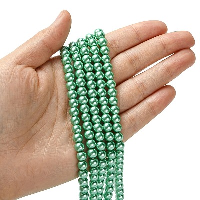 Eco-Friendly Dyed Glass Pearl Beads Strands HY-A008-6mm-RB014-1