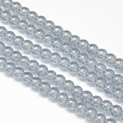 Electroplate Crystal Glass Round Beads Strands EGLA-F037-6mm-A05-1