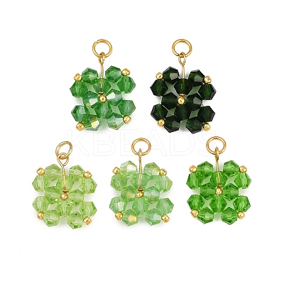5Pcs 5 Colors Transparent Glass Beads Pendants PALLOY-JF04465-01-1