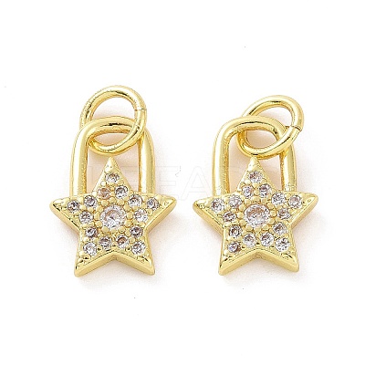 Brass Micro Pave Clear Cubic Zirconia Charms KK-E068-VF045-1