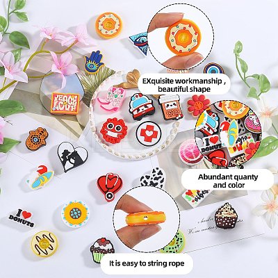 12Pcs 6 Styles Silicone Focal Beads SIL-SZ0001-88-1