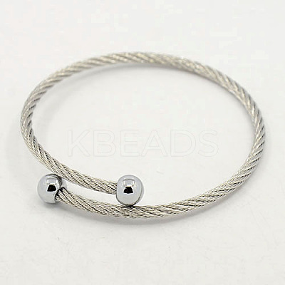 Tarnish Resistant Trendy Men's 304 Stainless Steel Torque Bangles BJEW-L069-01-1