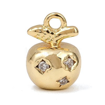 Brass Micro Pave Clear Cubic Zirconia Charms KK-G545-18G-1