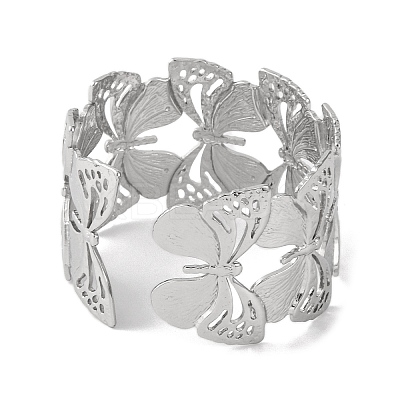Butterfly 304 Stainless Steel Bangles for Women BJEW-B104-04P-1