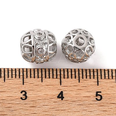 Brass Micro Pave Clear Cubic Zirconia Beads KK-S389-15P-1