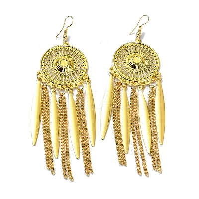 Golden Alloy Chandelier Earrings LS-EJEW-D092-03D-G-1