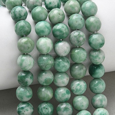 Natural Green Spot Jasper Beads Strands G-L651-A01-8mm-1