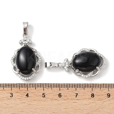 Natural Obsidian Oval Pendants G-NH0025-15P-09-1