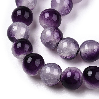 Crackle Baking Paint Imitation Jade Glass Beads Strands DGLA-T003-8mm-13-1