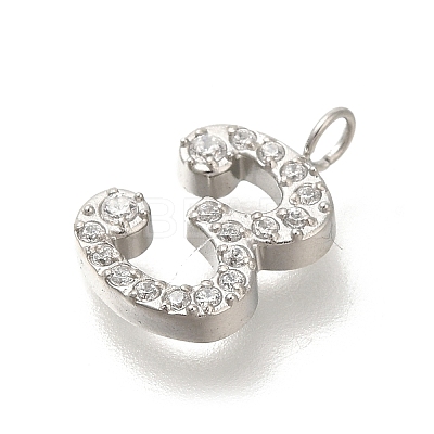 304 Stainless Steel Micro Pave Cubic Zirconia Pendants STAS-H228-01P-03-1
