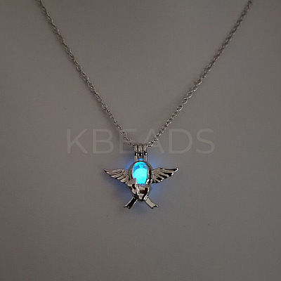 Alloy with Luminous Resin Bead Inside Pendant Necklaces for Women Men FS-WG4D5C2-09-1