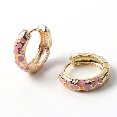 Flower Enamel Hoop Earrings EJEW-G290-03G-F-1