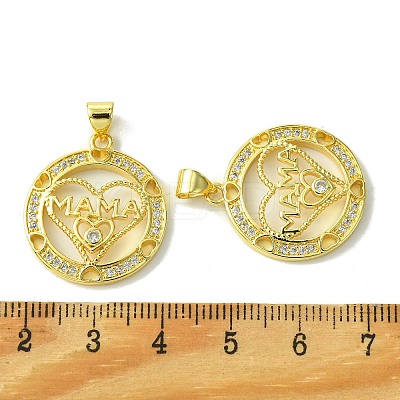 Mother's Day Brass Micro Pave Cubic Zirconia Pendants KK-H472-07G-03-1