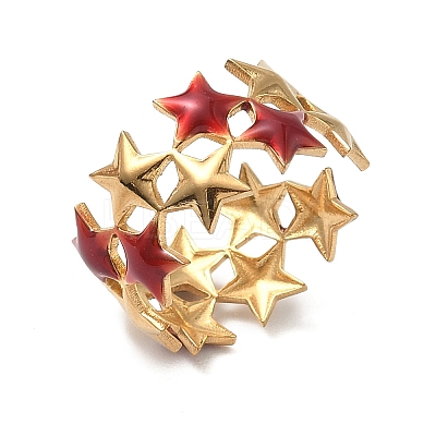 304 Stainless Steel Enamel Cuff Rings for Women LS-RJEW-F198-01G-1