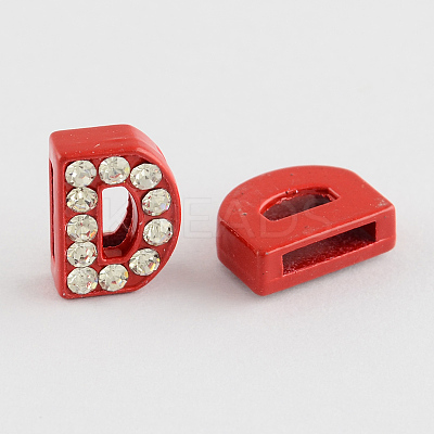 Mixed Color Zinc Alloy Grade A Rhinestone Letter Slide Charms ALRI-S130-D-1