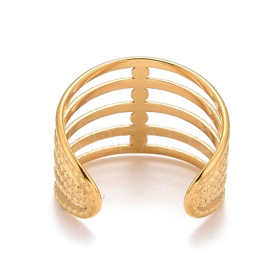 Ion Plating(IP) 304 Stainless Steel Chunky Open Cuff Ring for Women RJEW-A005-35G-1