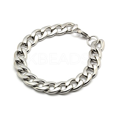 Tarnish Resistant 304 Stainless Steel Curb Chain/Twisted Chain Bracelets X-STAS-A028-B127P-1