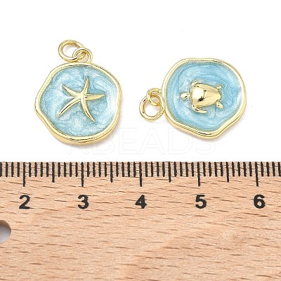 Golden Ocean Brass Enamel Pendants KK-K417-08G-1