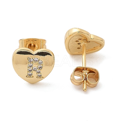 Rack Plating Brass Micro Pave Clear Cubic Zirconia Stud Earrings EJEW-K299-01G-1