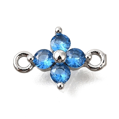 Brass Micro Pave Blue Cubic Zirconia Links KK-D356-06A-P-1