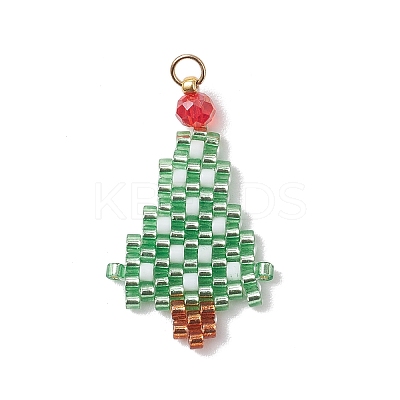 Christmas Themed Glass Seed Beaded Pendants PALLOY-MZ00868-02-1