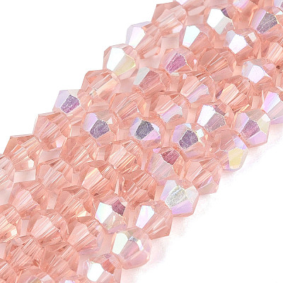 AB Color Plated Transparent Glass Beads Strands GLAA-G127-01-02E-1