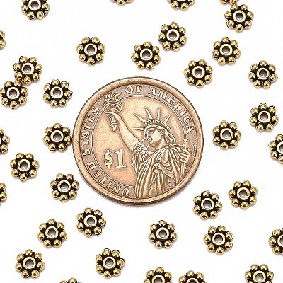 Tibetan Style Alloy Beads Daisy Spacer Beads X-LF1249Y-01AG-RS-1