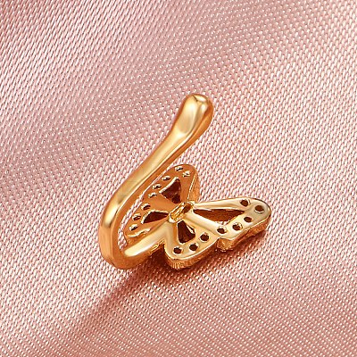 Brass Micro Pave Clear Cubic Zirconia Butterfly Clip-on Nose Septum Rings WGE0FFA-01-1