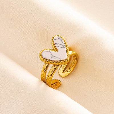304 Stainless Steel Heart Cuff Rings QJ7925-8-1