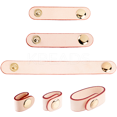 6Pcs 3 Styles Cowhide Leather Cable Straps with Golden Metal Snap Button FIND-CL0001-73A-1