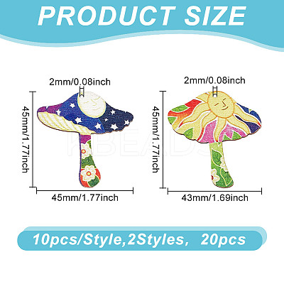 20Pcs 2 Styles Printed Wooden Pendants WOOD-GO0001-09-1