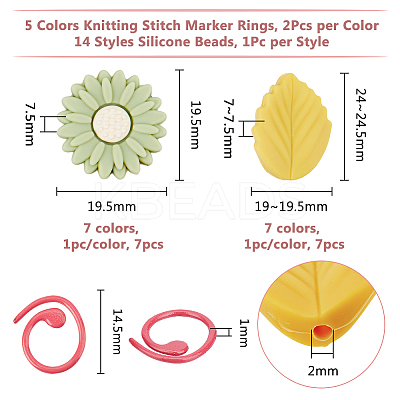 Daisy & Leaf Food Grade Eco-Friendly Silicone Needle Caps DIY-DC0002-23-1