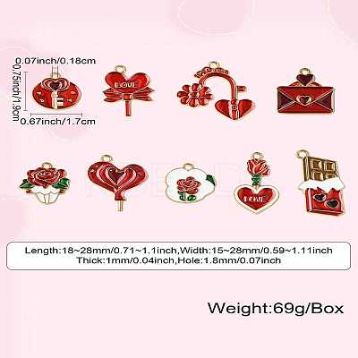 45Pcs 9 Styles Valentine's Day Theme Alloy Enamel Pendants FIND-CJ0003-80-1